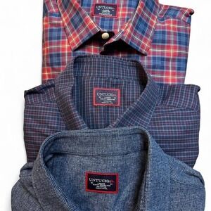 Untuckit men's large preppy business casual long sleeve button shirt lot of 3